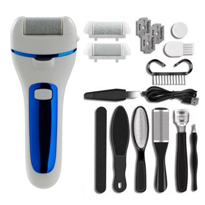 Electric Pedicure Tools Set Callus Remover with LED Light in Blue