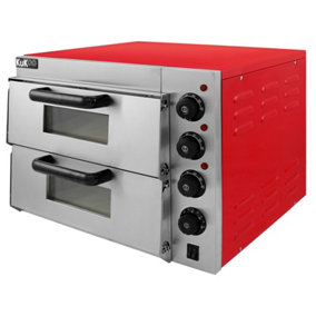 Electric Pizza Oven with Audible Timer & Twin Deck Firebrick  Commercial Baking & Grilling