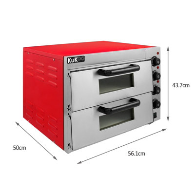 Electric Pizza Oven with Audible Timer & Twin Deck Firebrick  Commercial Baking & Grilling