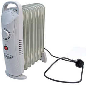 Electric Portable Heater Mini Oil Radiator 800W Column 7 Fins Thermostat Compact