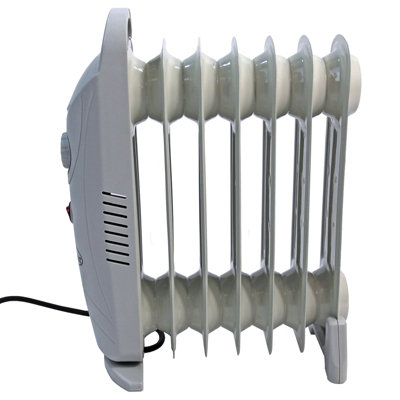 Electric Portable Heater Mini Oil Radiator 800W Column 7 Fins Thermostat Compact