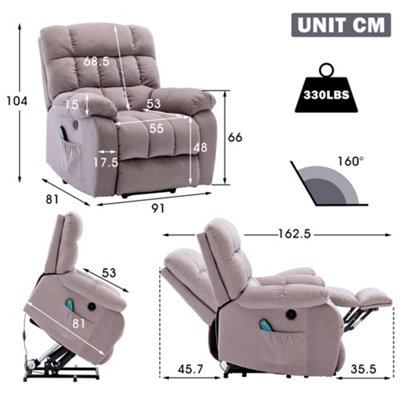 Electric Power Lift Recliner Chair Sofa with Massage and Heat Overstuffed Breathable Fabric Reclining