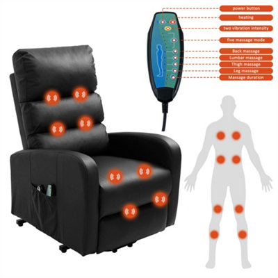 Electric Power Lift Recliner Chair with Heat, Vibration Massage 2 Side ...