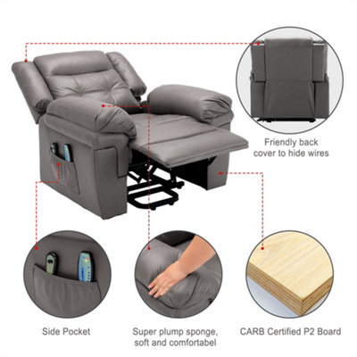 Electric Power Lift Recliner Chair with Massage, Heat, Elderly Rising ...