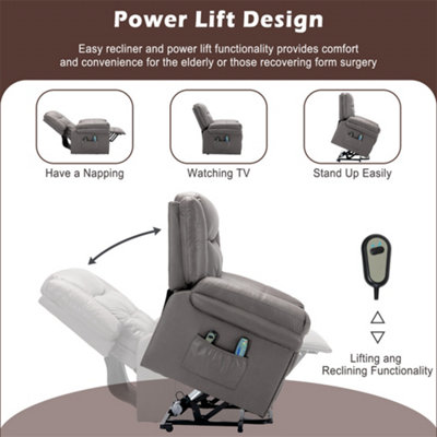 Electric Power Lift Recliner Chair with Massage, Heat, Elderly Rising ...