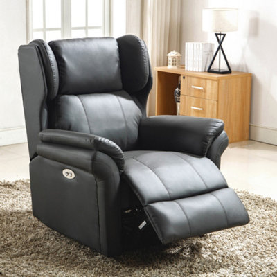 Electric Powered Recliner Chair with Wingback Design and USB