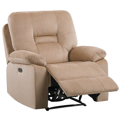 Electric Recliner Chair BERGEN LED Velvet Sand Beige