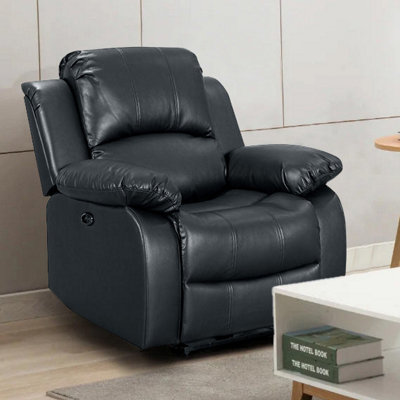 Electric Recliner Chair in Black Faux Leather