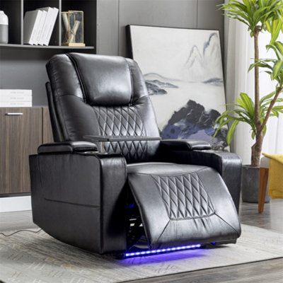 Electric Recliner Chair with USB Charge Port 360 Swivel Tray Table Hand in Arm Storage Cup