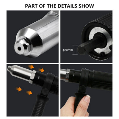 Electric Rivet Nut Gun Portable Riveting Tool Kit Rivet Gun Head Power ...