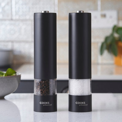 Electric Salt and Pepper Mill Grinder Set Shaker Automatic Black