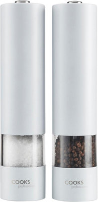 Electric Salt and Pepper Mill Grinder Set Shaker Automatic White