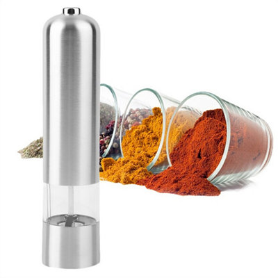 Electric Salt and Pepper Mill Grinder Set Stainless Steel Finish ...