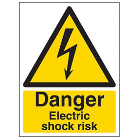 Electric Shock Risk Warning Sign - Adhesive Vinyl - 150x200mm (x3)