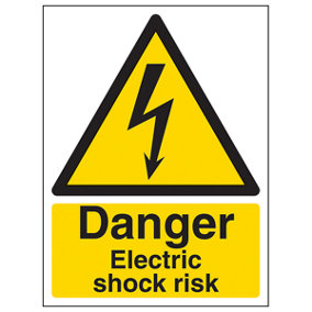 Electric Shock Risk Warning Sign - Adhesive Vinyl - 300x400mm (x3)