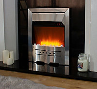 Electric Silver Fireplace with Pebbles