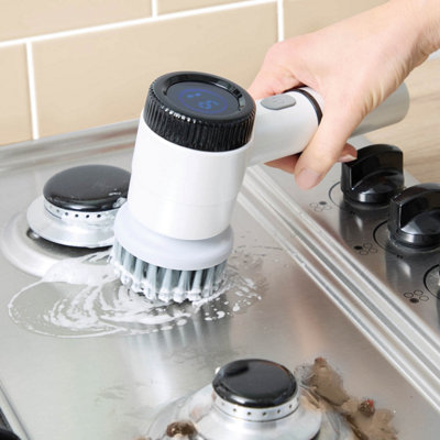 Electric Spin Scrubber, 5W, 3 Speeds (1600-2400rpm), 5 Heads, Digital ...