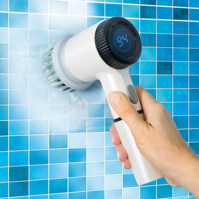 Electric Spin Scrubber, 5W, 3 Speeds (1600-2400rpm), 5 Heads, Digital ...