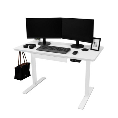 Electric Standing Desk 120 x 60cm White Height Adjustable Ergonomic Sit Stand Computer Workstation
