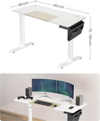 Electric Standing Desk, Height Adjustable Desk, 60 x 140 x