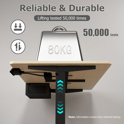 Electric Standing Desk Sit Stand Desk Height Adjustable USB with USB A Charger Point 120 cm Width Brown