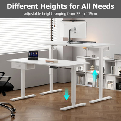 Electric Standing Desk Sit Stand Desk Height Adjustable USB with USB A Charger Point 120 cm Width Brown