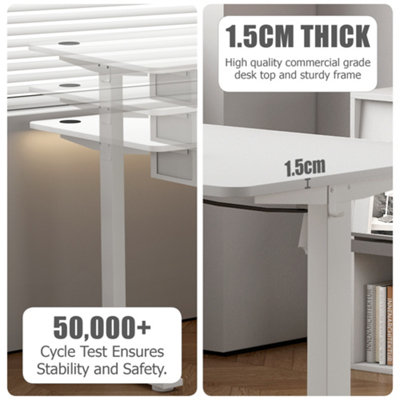 Electric Standing Desk Sit Stand Desk Height Adjustable USB with USB A Charger Point 120 cm Width Brown