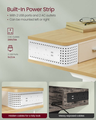 Electric Standing Desk with Built-In Power Strip, 60 x 140 x (72-120 ...
