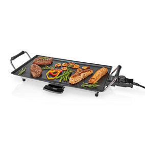 Electric Teppanyaki Grill, Large Non-Stick Tablebop Griddle with 47.5cm x 26.5cm Hot Plate, Adjustable Temperature Control and Dri