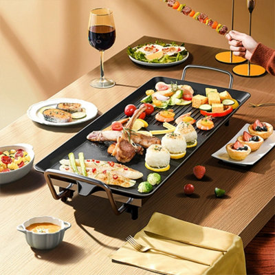 Electric Teppanyaki Table Top Griddle BBQ Hot Plate Barbecue Grill Pan ...