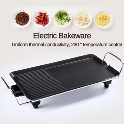 ELECTRIC TEPPANYAKI TABLE TOP GRIDDLE BBQ HOT PLATE BARBECUE GRILL PAN