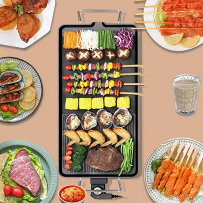 Electric Teppanyaki Table Top Griddle BBQ Hot Plate Barbecue Grill Pan