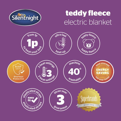 Silentnight Teddy Fleece Electric Blanket, Home