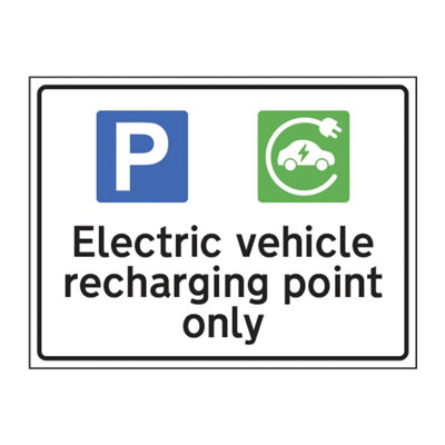 Electric Vehicle Charging Sign Pack of 2 Recyclable Polypropylene 1.2mm W300mm x H200mm