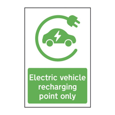 Electric Vehicle Recharging Point Parking Sign - Pack of 2 - W200mm x H300mm