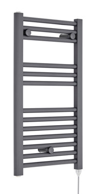 Electric Vertical Round Towel Rail with 13 Rails - 720mm x 400mm - 300 Watt - Anthracite