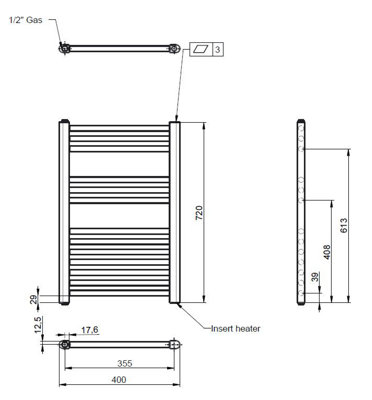 Electric Vertical Round Towel Rail with 13 Rails - 720mm x 400mm - 300 Watt - Gloss White - Balterley