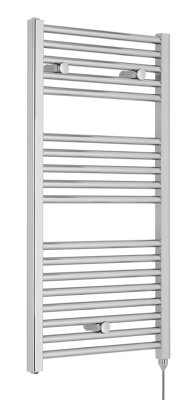 Electric Vertical Round Towel Rail with 18 Rails - 920mm x 480mm - 300 Watt - Chrome