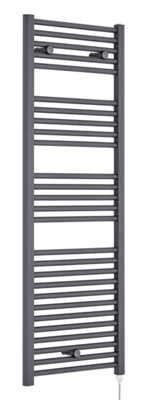 Electric Vertical Round Towel Rail with 27 Rails - 1375mm x 480mm - 750 Watt - Anthracite