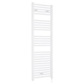 Electric Vertical Round Towel Rail with 27 Rails - 1375mm x 480mm - 750 Watt - Gloss White - Balterley