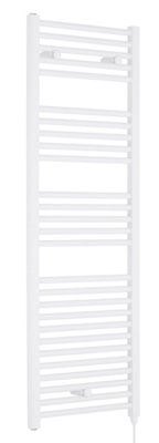 Electric Vertical Round Towel Rail with 27 Rails - 1375mm x 480mm - 750 Watt - Gloss White