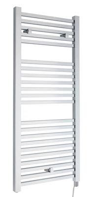 Electric Vertical Square Towel Rail with 22 Rails - 1110mm x 500mm - 300 Watt - Chrome