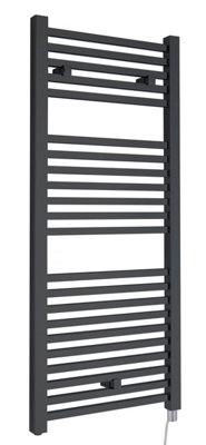 Electric Vertical Square Towel Rail with 22 Rails - 1110mm x 500mm - 500 Watt - Anthracite