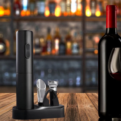 BarCraft Electric Corkscrew Wine Opener with Foil Cutter, Black, 26.5 x 4.5 cm