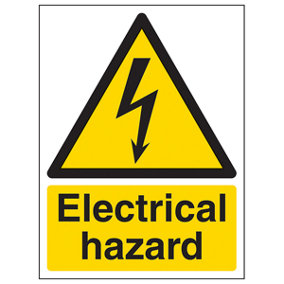 Electrical Hazard Warning Safety Sign - Adhesive Vinyl 300x400mm (x3)