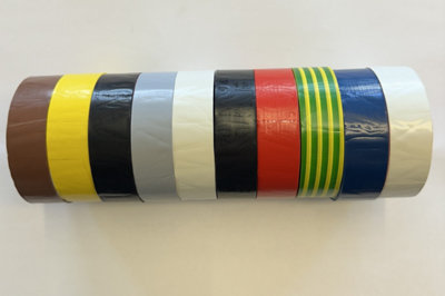 ELECTRICAL PVC INSULATION TAPE ROLL 19mm x  20mtr Mix Pack of 10 Mixed Colours