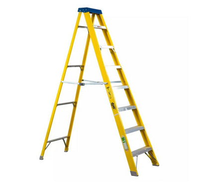 Electricians Fibreglass Step Ladder Swingback 4/5/6/8 Tread EN131 150kg