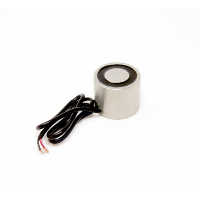 Electromagnet with 1/4-20 UNC Mounting Hole for Door and Hatch Mechanisms - 50.8mm dia x 41.275mm thick - 100kg Pull - 12V DC/5.2W