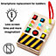Electronic Busy Board with Switch Box - Montessori Kids Activity Board - Wooden Spaceship Control Panel & Colored LED Switches