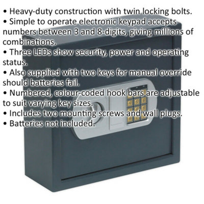 Electronic Combination Key Cabinet Wall Safe - 320 x 310 x 120mm - 25 KEY LIMIT